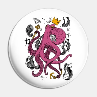 Royal Octopus - Pink and White Pin