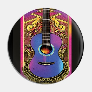 Acoustic Guitar Portrait Oil Painting Style Digital Art Pin