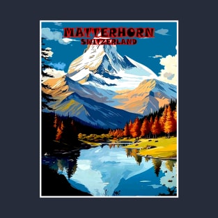 Matterhorn Mountain Switzerland Travel and Tourism Advertising Print T-Shirt
