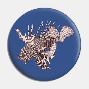 Lionfish line illustration Pin