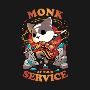 Monk's Call - Cute Cat Gamer T-Shirt