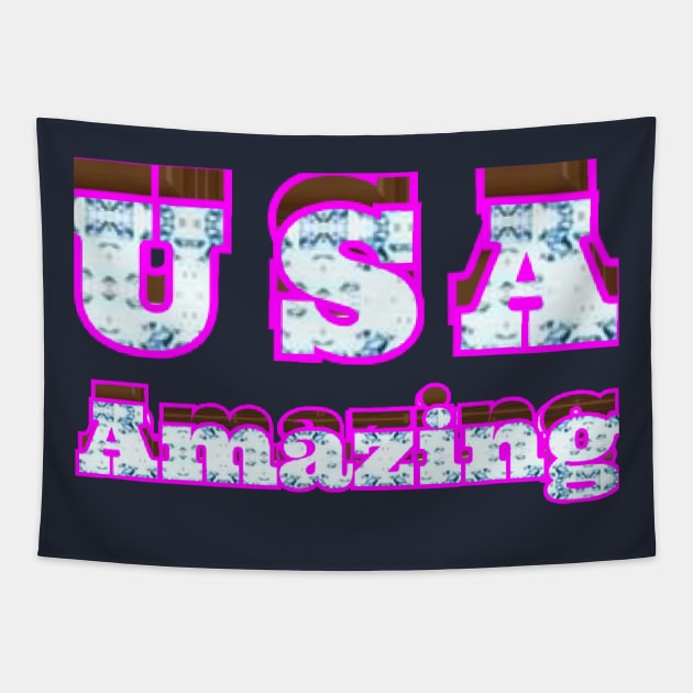 U S A text art design. Tapestry by Dilhani