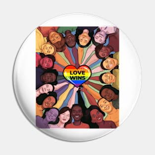 "Pride in All Colors - Love Wins Rainbow Tee Pin