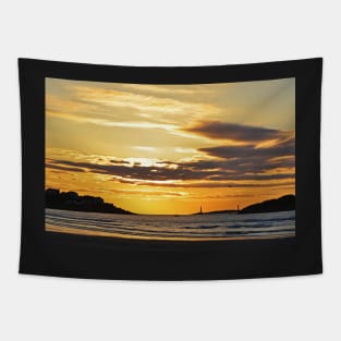 Good Harbor Lighthouses at Sunrise Tapestry