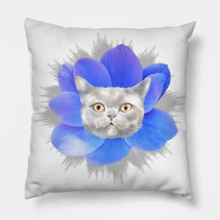 Grey Iris Kitty Pillow