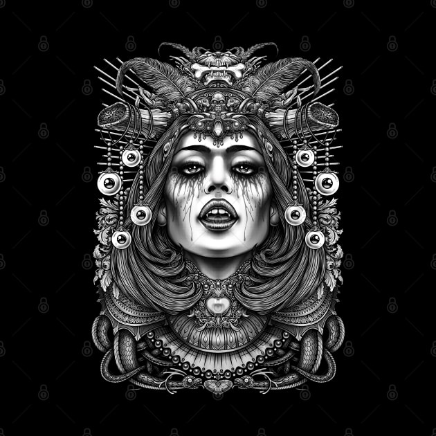 Occult Queen  Black and White by Winya