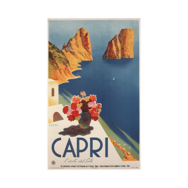 Capri, Italy Vintage Travel Poster Design by Naves