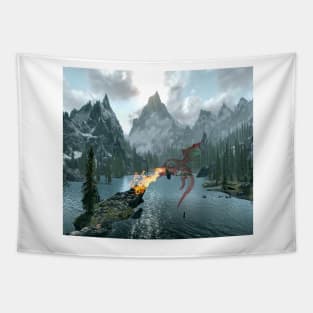 dragon black and red Tapestry