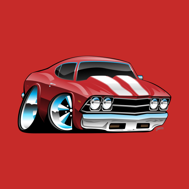 Classic American Muscle Car Cartoon by hobrath