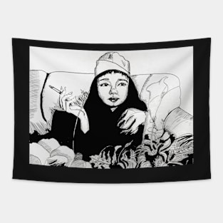 girl smoking Tapestry