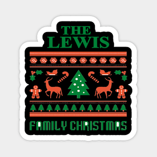 Family Christmas - Groovy Christmas LEWIS family, Family Christmas T-shirt, Pjama T-shirt Magnet