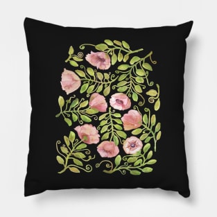 Pink Watercolor Poppies Pillow