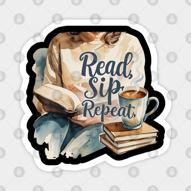 Read Sip Repeat Book and Coffee Ritual Magnet by SR8891