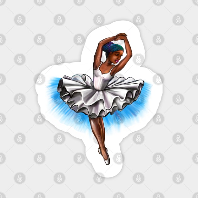 African America ballerina with rainbow corn row hair style #001 - brown skin ballerina Magnet by Artonmytee