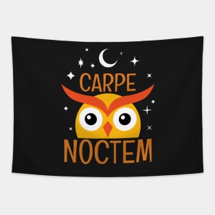 Carpe Noctem III - Seize The Night - Latin Quotes Phrase - Cute Funny Owl Tapestry