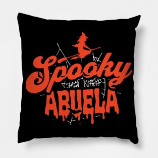 Cute Halloween Spooky Abuela Orange and Black Halloween Witch Grandmother Pillow