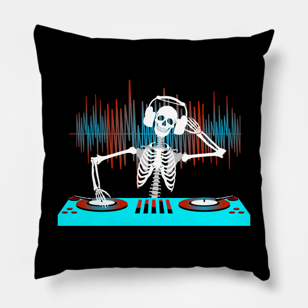 DJ Disc Jockey Skeleton Design for Turntable Mixer Dj Pillow
