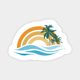 Palms sunset waves Magnet