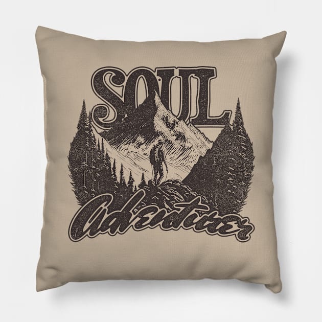 Vintage Retro Soul Adventurer Pillow by metamorfatic