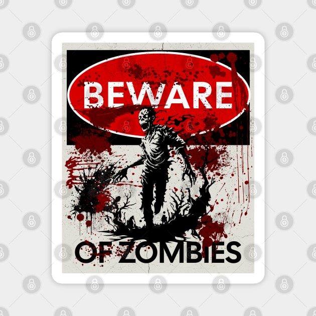 Beware of Zombies Sign Magnet by HolidayBug