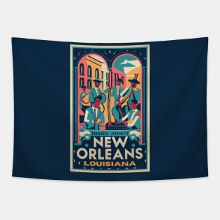 A Vintage Travel Art of New Orleans - Louisiana - US Tapestry