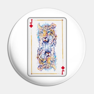 Leopard Head Jack of Diamonds Playing Card Pin