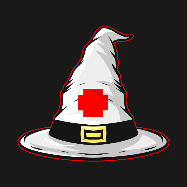 Witch Hat With Cross In Red On It Wonderhealer Halloween by SinBle