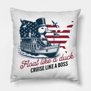 Duck cruise boat Vacation Family Matching Beach Retro Funny Pillow