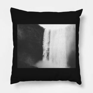 Waterfall landscape black and white Pillow