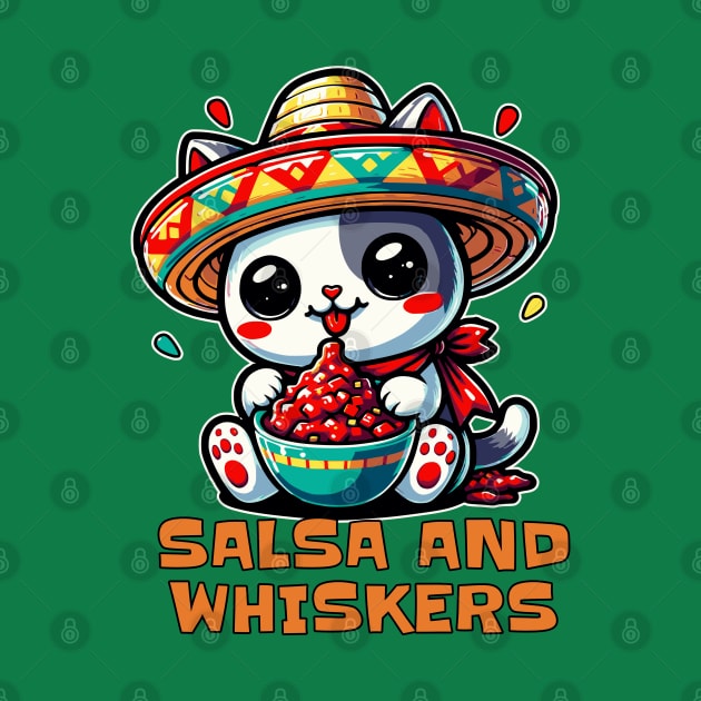 Salsa and Whiskers Cute Kawaii Cat Lover by Odetee