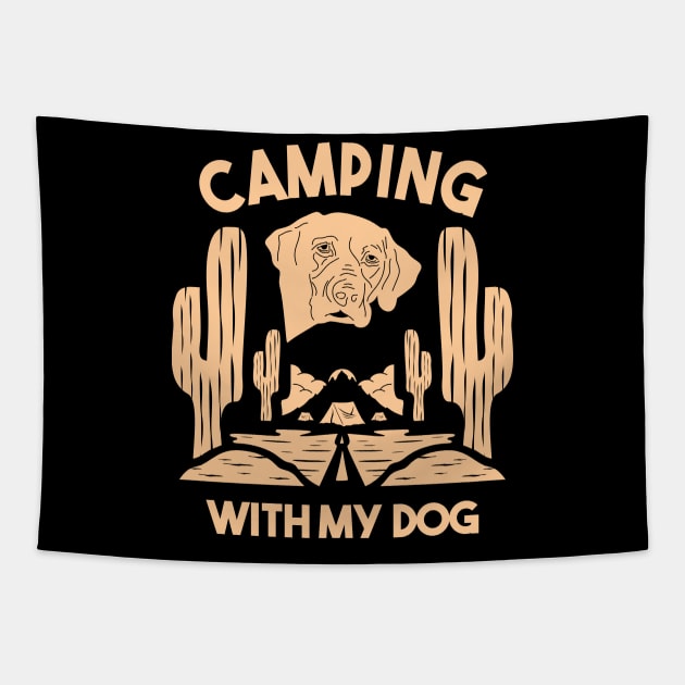 Wanderlust Paws: Camping with My Dog in the Mountains Tapestry by Arteresting