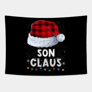 Son Claus Red Plaid Christmas Santa Family Matching Pajama Tapestry