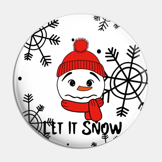 Let It Snow Snowman Face Pin by SartorisArt1