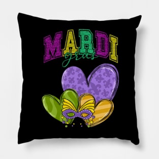 Mardi Gras Cute Hearts Women Girls Kids Pillow