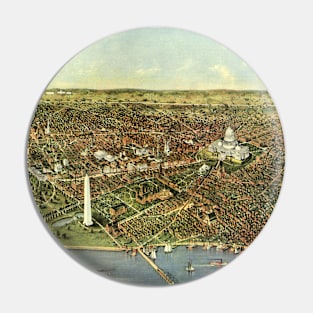 Antique Map with a Panoramic View of Washington DC Pin