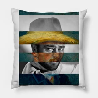 Self Portrait by Vincent Van Gogh with Straw Hat and John Wayne Pillow