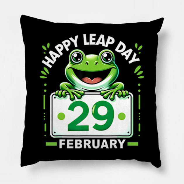 February 29th Leap Day Frog Funny Matching Leap Year 2024 Pillow by Eduardo