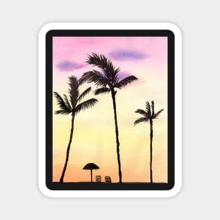 Palm Trees with yellow and pink sunset Magnet