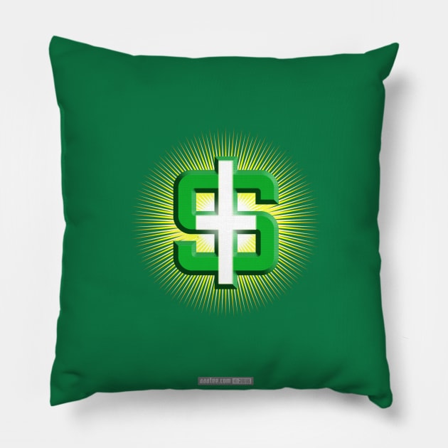 DOLLAR CROSS - For the Love of God, or the Love of Money? Pillow by MannArtt