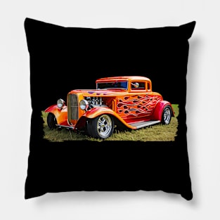 Flaming Classic Hot Rod Custom Car Vintage Retro Classic Car Pillow