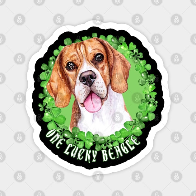 One Lucky Beagle Funny St. Patrick Dog Magnet by Sniffist Gang