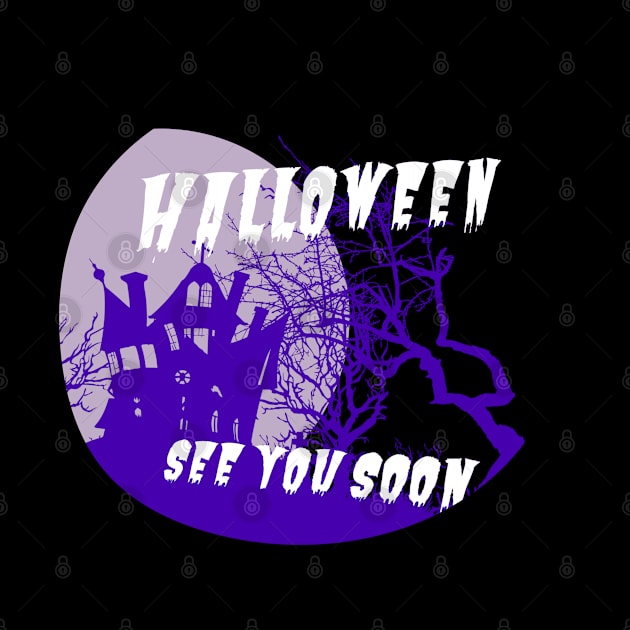 Purple church. Halloween is comming in oval frame by PopArtyParty