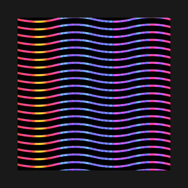 Wavy Lines Rainbow on Black by ArtticArlo