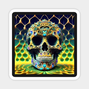 Skull Tie Dye Psychedelic Trippy Festival Hippie 3D Biker Magnet