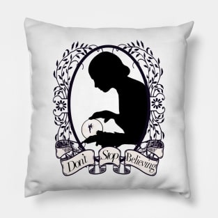 Silhouette Young Woman  With Fairy| Victorian Frame| Motivational Quote| Banner| Victorian Wall Art| Halloween Wall Art Pillow