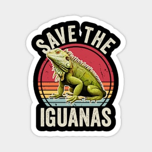 Save The Iguanas Retro Vintage Iguana Lover Magnet