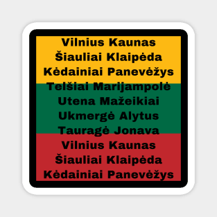 Lithuania Flag Colors with Cities Magnet