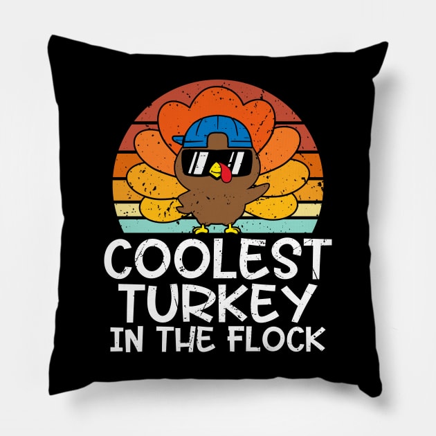 Coolest Turkey in the Flock Thanksgiving Boys Girls Teens Pillow by MetalHoneyDesigns