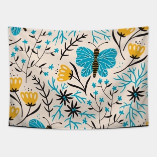 Flower And Butterfly Seamless Pattern Tapestry