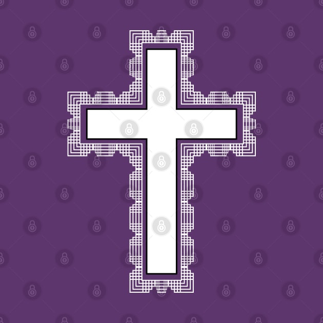 White Christian Cross With Purple Frame by DAHLIATTE